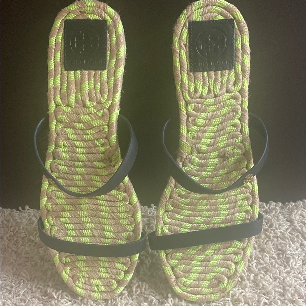 Navy Blue Tory Burch Strappy Espadrille Sandals